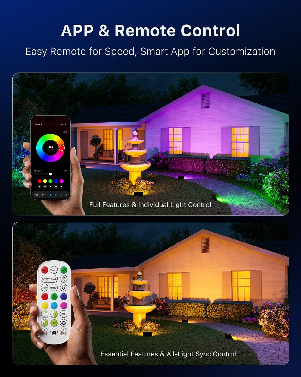 2 Pack Smart RGBW Flood Lights by App Control for Halloween Decor