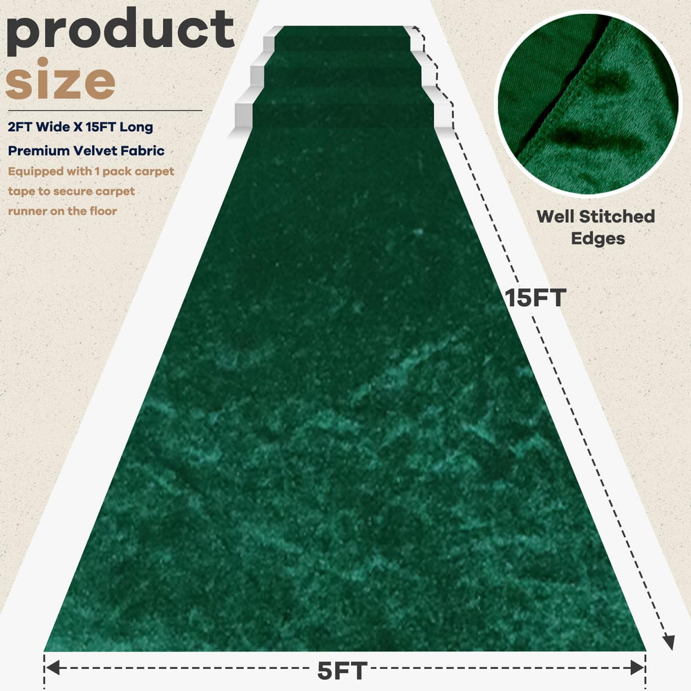 Wedding Aisle Runner Hunter Green Velvet Aisle Runner Rug 5x15FT Wedding Carp...