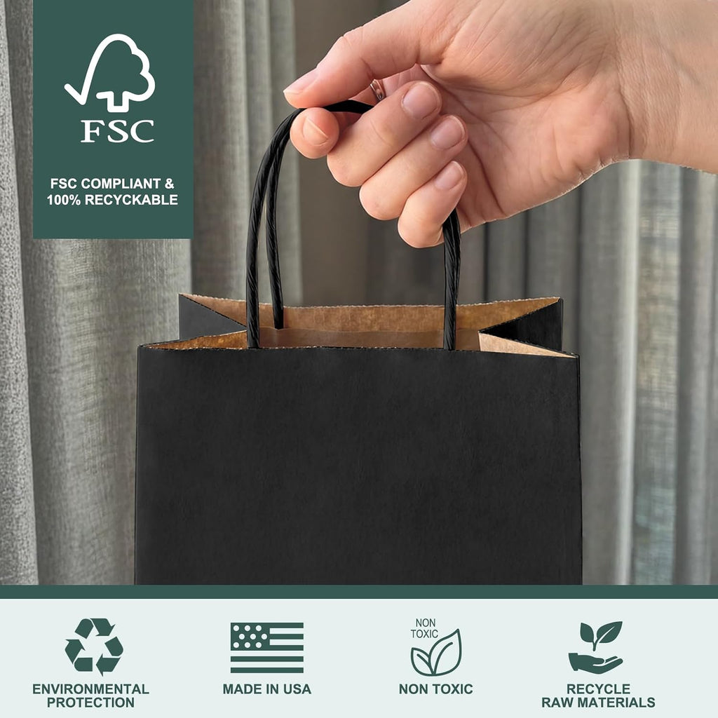metronic kraft paper gift bags with handles 5.25x3.75x8, package contents