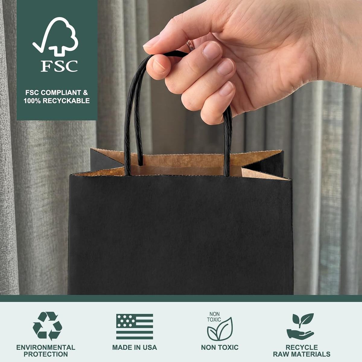 metronic kraft paper gift bags with handles 5.25x3.75x8, package contents