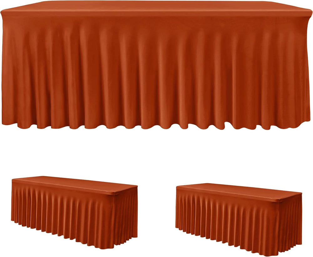 2 Pack Spandex Table Skirts for 8ft Rectangle Tables for Autumn Event