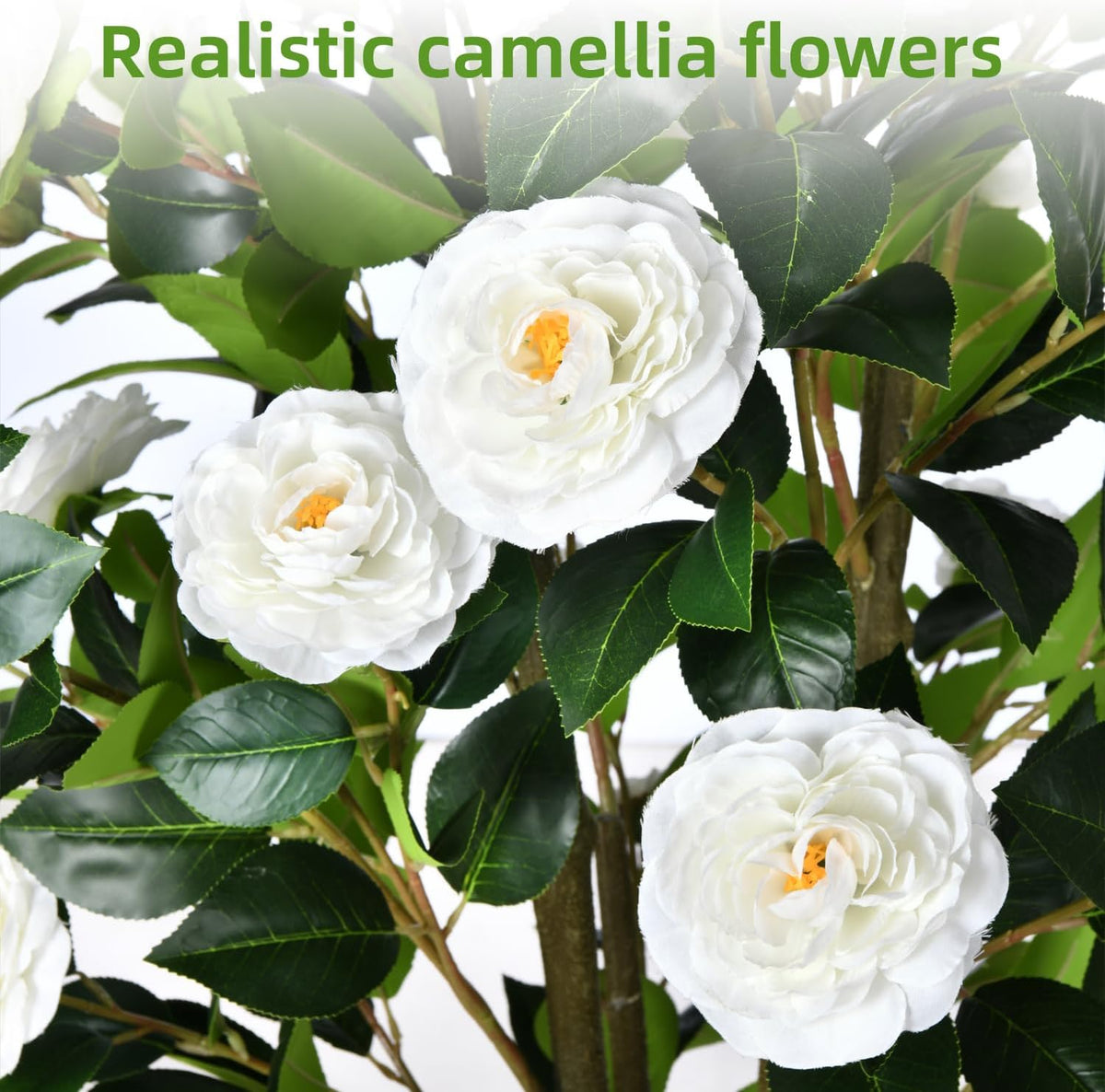artificial camellia tree 6ft– faux plants indoor, with, side view