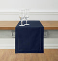 Solino Home Navy Blue Table Runner 144 Inches Long - Cotton Linen Hemstitch Extra Long Table Runner 14 x 144 Inch for Thanksgiving, Christmas, Holiday