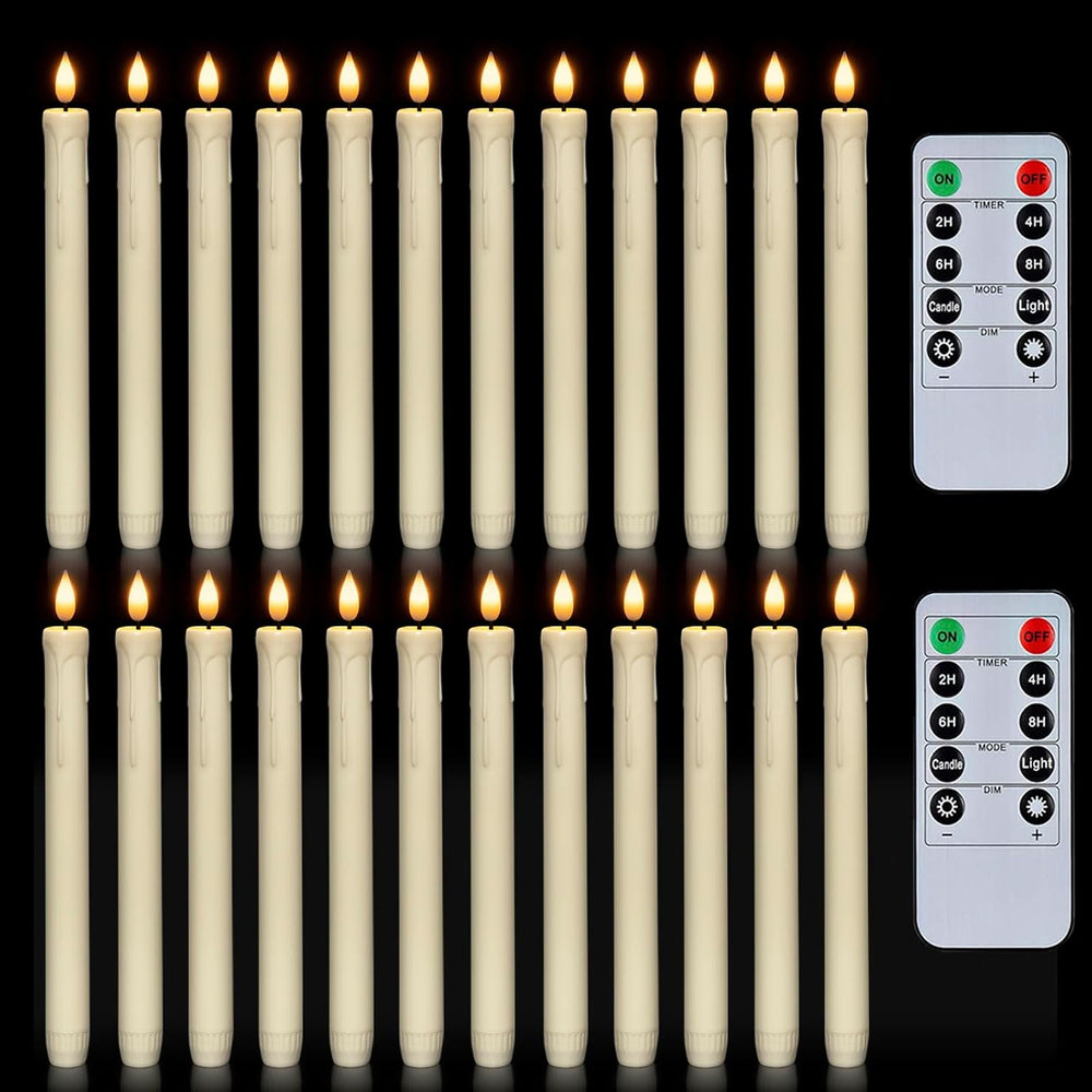 Homemory 24 Pcs Flameless Taper Candles with Remote, Timer, Plastic Battery O...