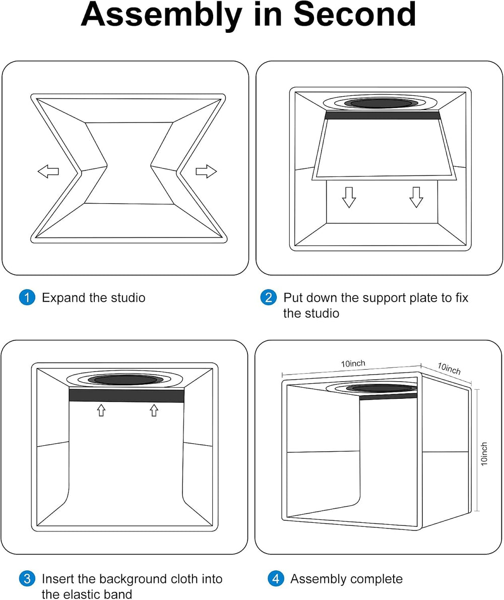 PULUZ Mini Photo Studio Light Box, 10"x10" Portable Folding Photogr...