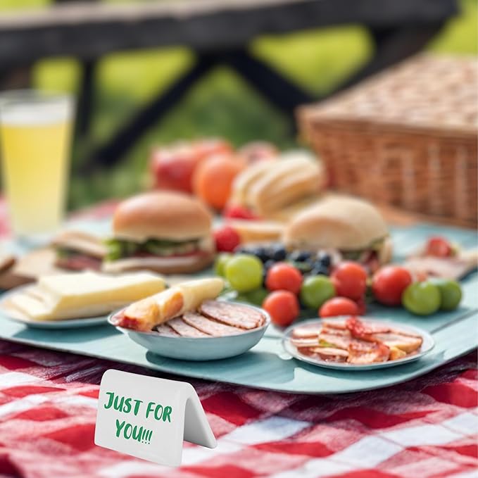 Double Sided Ceramic Dry Erase Table Tent Sign White - 3-1/2"x2" - Reusable Tabletop Setting. Great for Wedding, Birthday, Picnic, Banquet, Buffet, Bakery, Party, Events, Message Board - 12 PK