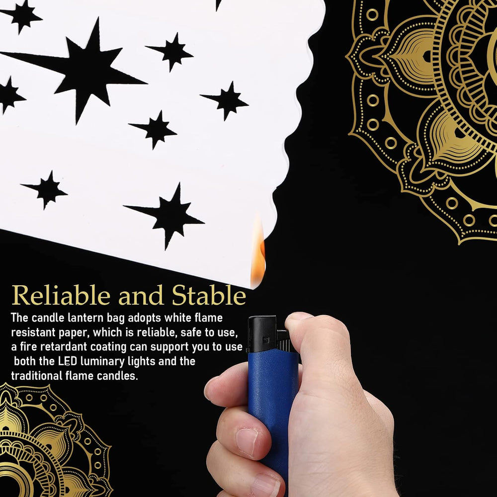 50 Sets Luminary Bags with Flameless Candles Outdoor Luminaries, Firework