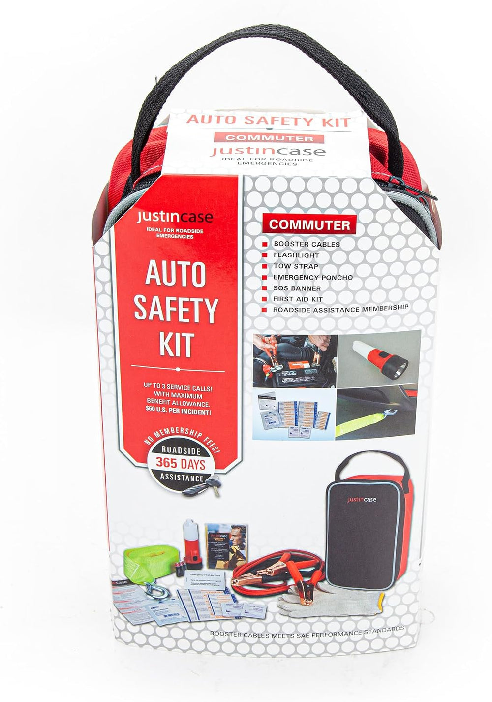 Justin Case Commuter Portable Roadside Emergency Car Kit with Heavy-Duty Jump...