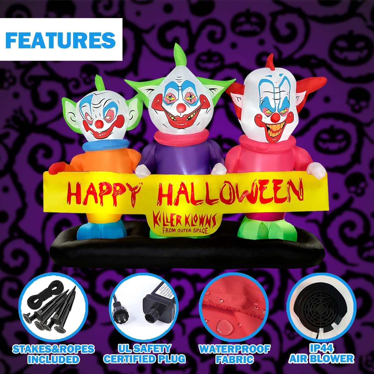 blowout fun 6ft long halloween inflatable three killer showing dimensions
