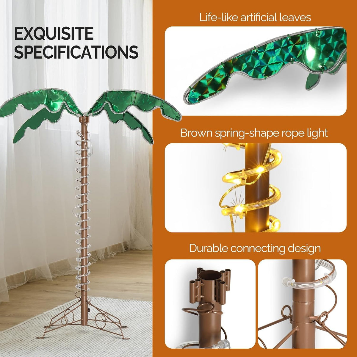 vingli 4ft lighted palm tree christmas tree, outdoor showing dimensions