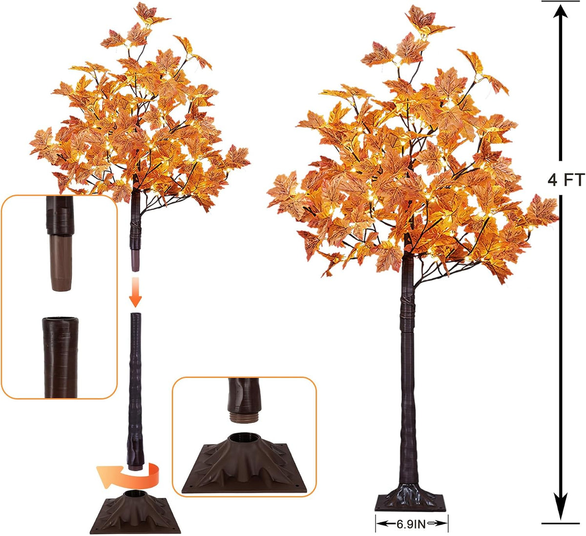 lightshare 2pcs 4ft 144led(72led each) artificial lighted maple, package contents