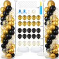 2 Sets Adjustable Balloon Column Stand Kit with Bases（Black & Gold）
