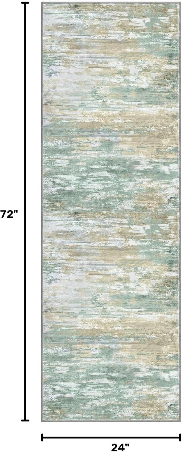 KOZYFLY Modern Runners for Hallways 2x6 Washable Rug Light Green Yellow