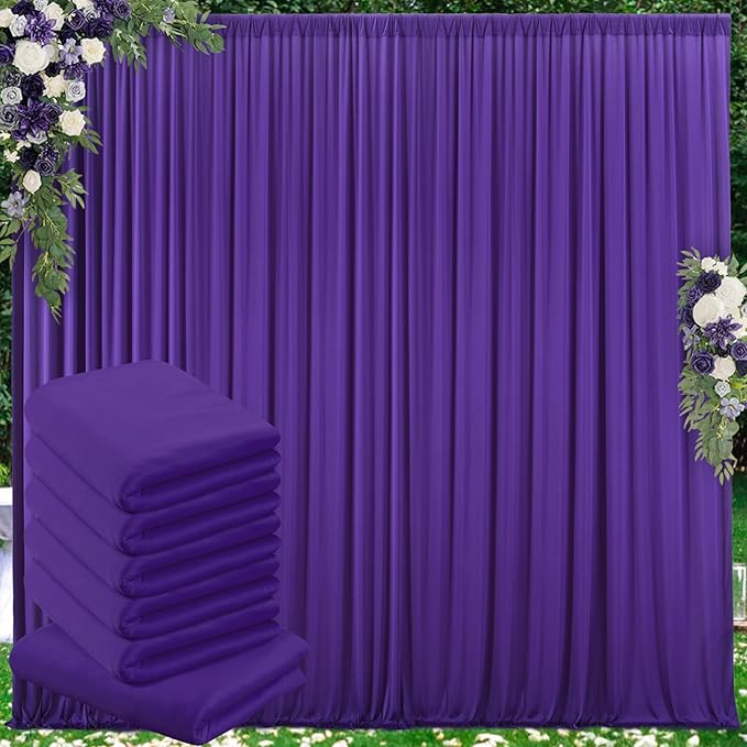30 ft x 10 ft Wrinkle Free Purple Backdrop Curtain for Parties, 5ft x 10ft 6 Panels Polyester Purple Photo Backdrop Drapes for Wedding Birthday Party Baby Shower