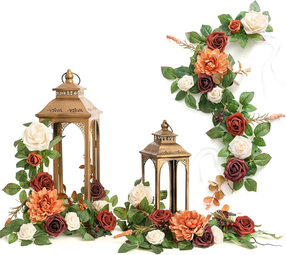 Ling's moment 6-Pack 2 ft Flower Garlands, Burnt Orange & Black Baccara