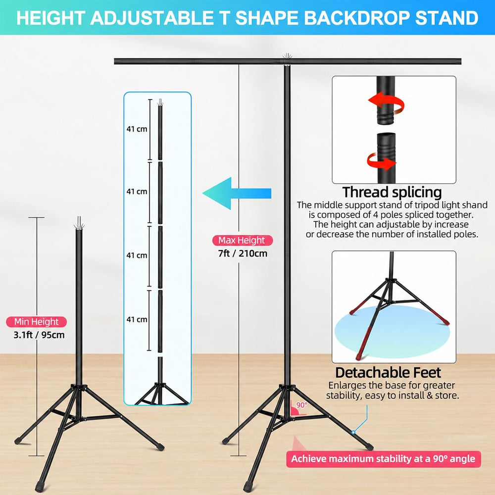 Black White Backdrop Screen with Stand Kit for Photo Video Studio Filming 5X7...