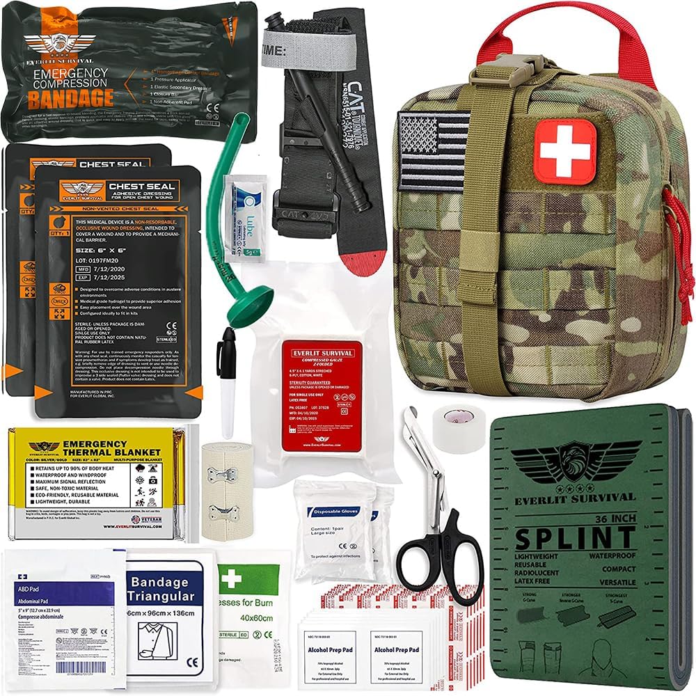 EVERLIT Advanced Trauma Kit, CAT GEN-7 Tourniquet, TCCC Compliant, Mil-Spec N...