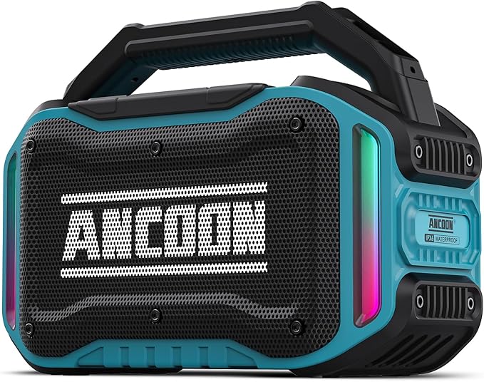 Speakers Bluetooth Wireless: 80W(Peak) Loud Speaker with Bass, 20H Playtime, IPX6 Waterproof, Large Jobsite Speakers for Work, Outdoor, Workshop, Garage, Portable Speaker with TWS (Sky Blue)