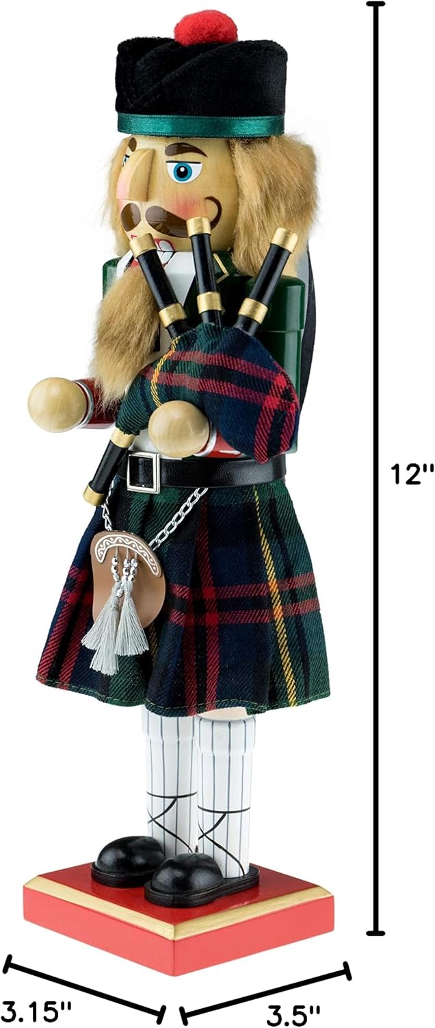 clever creations green scottish bagpiper 12 inch traditional, side view