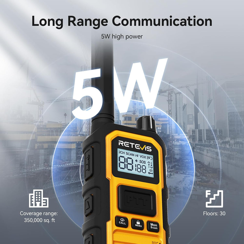 Retevis RB48 Plus Waterproof Walkie Talkies Long Range,GMRS Radios (6 Pack)