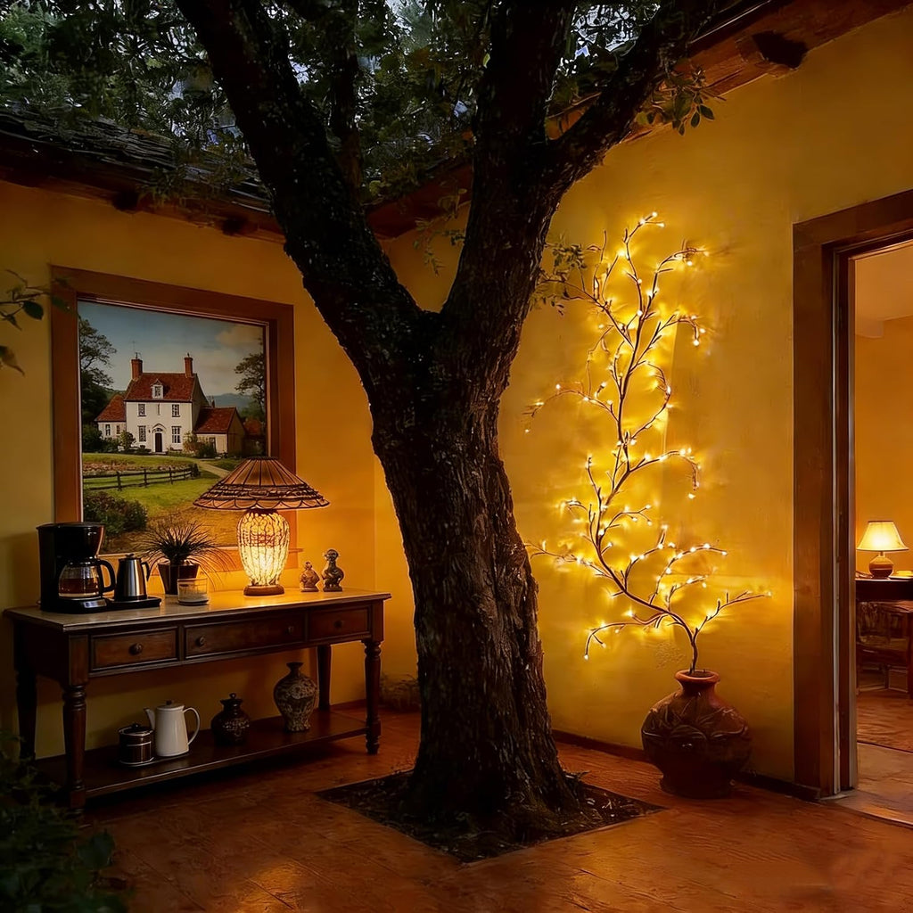 Solar Outdoor Willow Vine Light, 5.9ft 96LED Warm White Tree Branch Lights