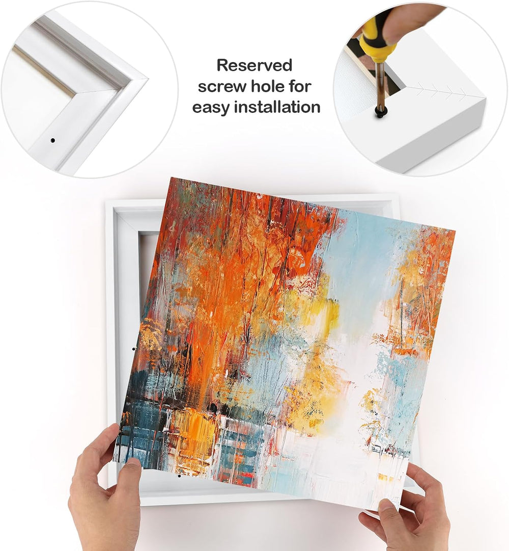 12x12 White Floater Frame for Canvas Painting 0.6-0.8" Deep,2 Pack