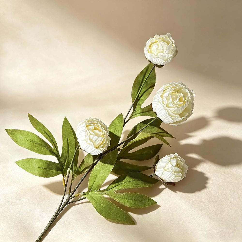8 Pcs Cream Artificial Peony Flowers for Vase, 27 Inch Stems, 4 Heads Each