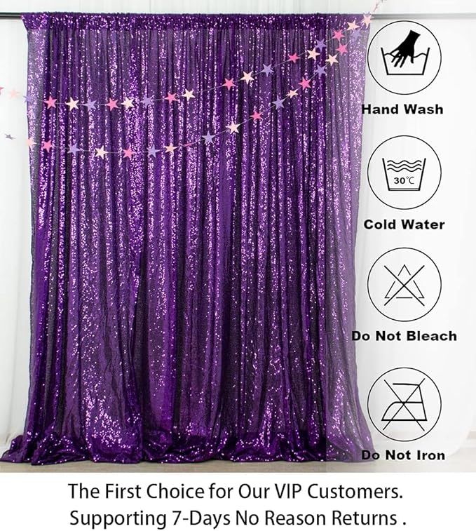ShinyBeauty Sequin Backdrop 10FTx10FT Purple Backdrop Background Glitter Drapery for Birthday Parties Sparkly Photography Backdrops Purple Curtain Drape