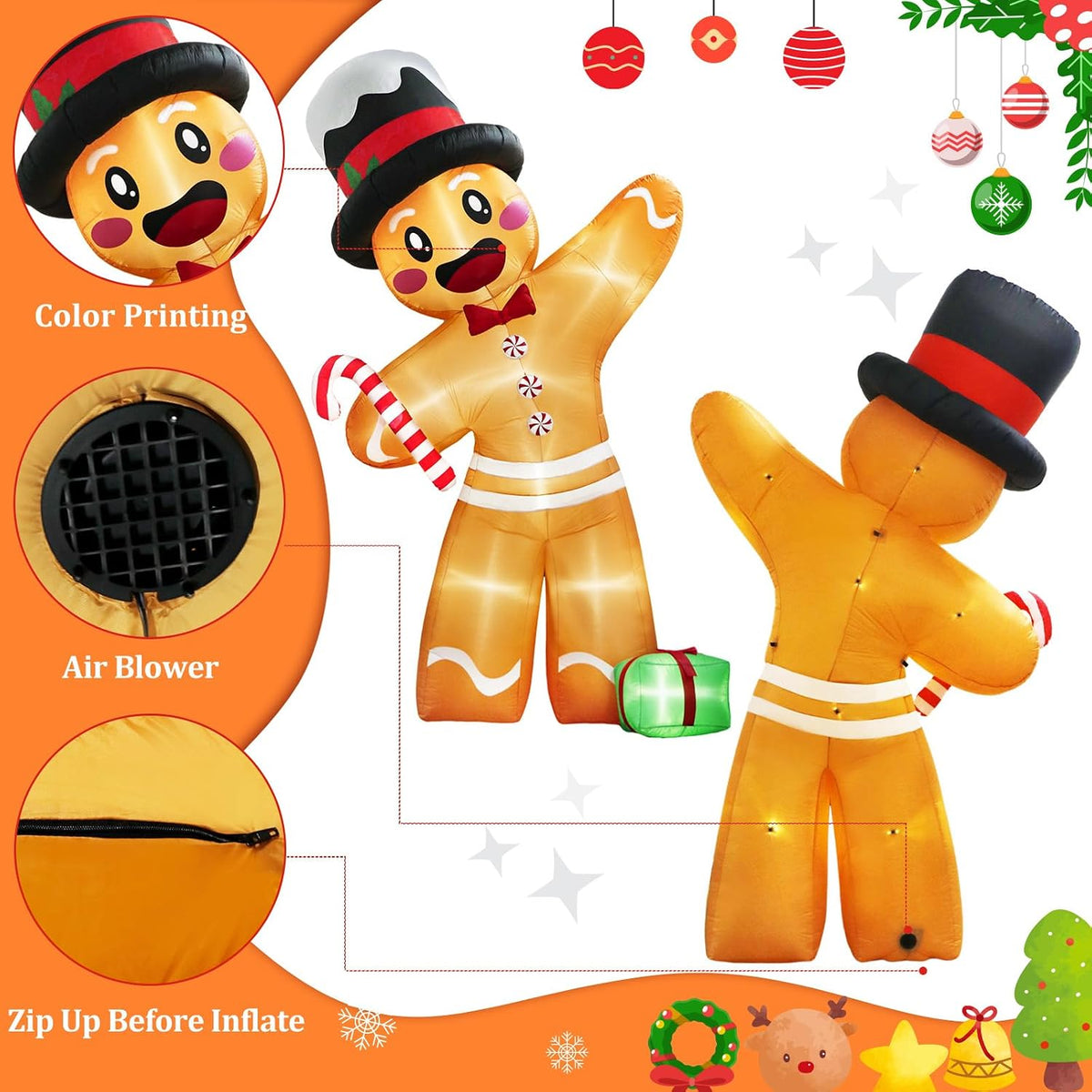 OurWarm 12FT Christmas Inflatables, Giant Gingerbread Christmas Decorations