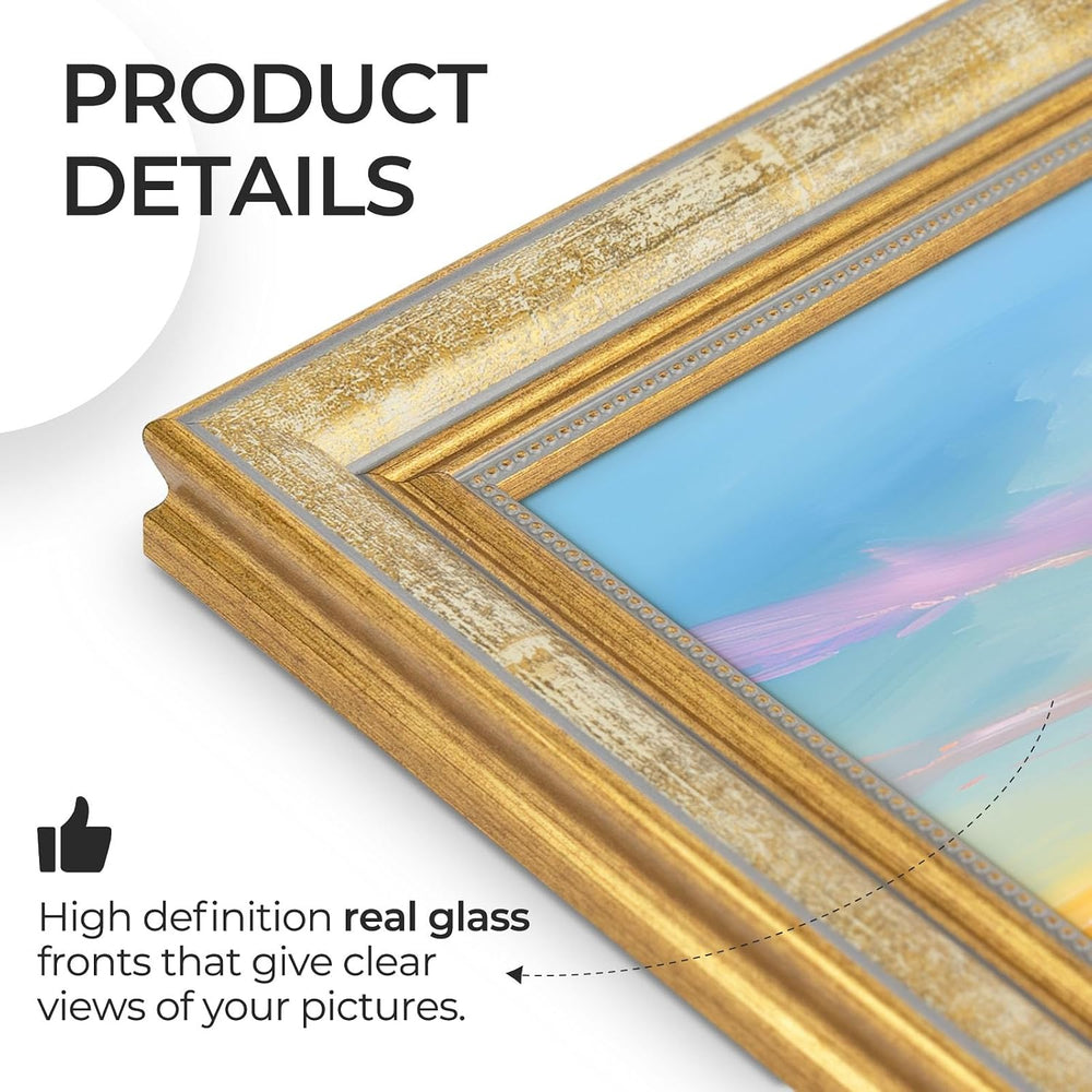 12x18 Ornate Picture Frame with Real Glass,Vintage Gold Poster Frame