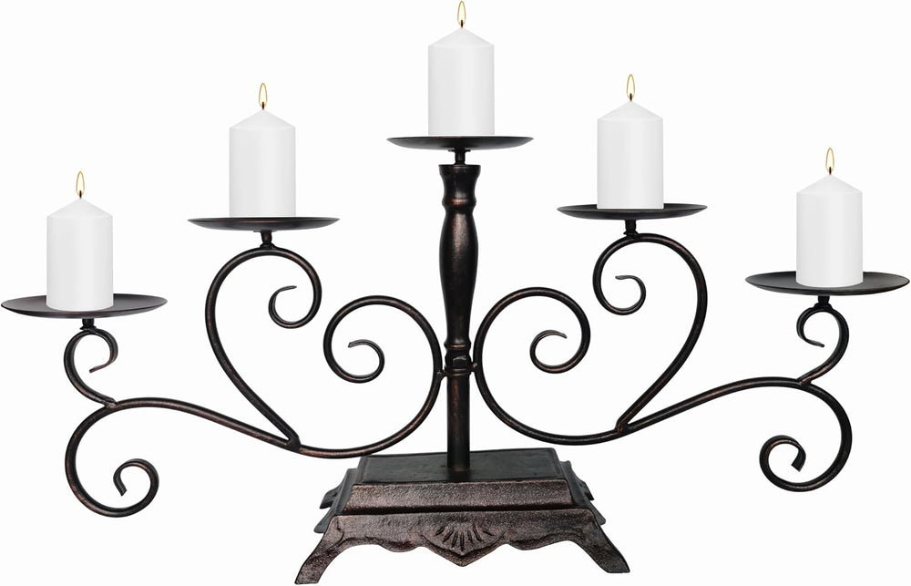 Fireplace Candle Holder 5 Candelabra for Pillar Candles Black Candle Stand - ...