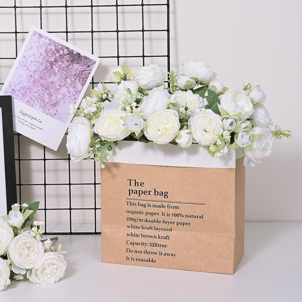 8 Packs Peonies Artificial Flowers, White Silk Flowers Artificial Peonies