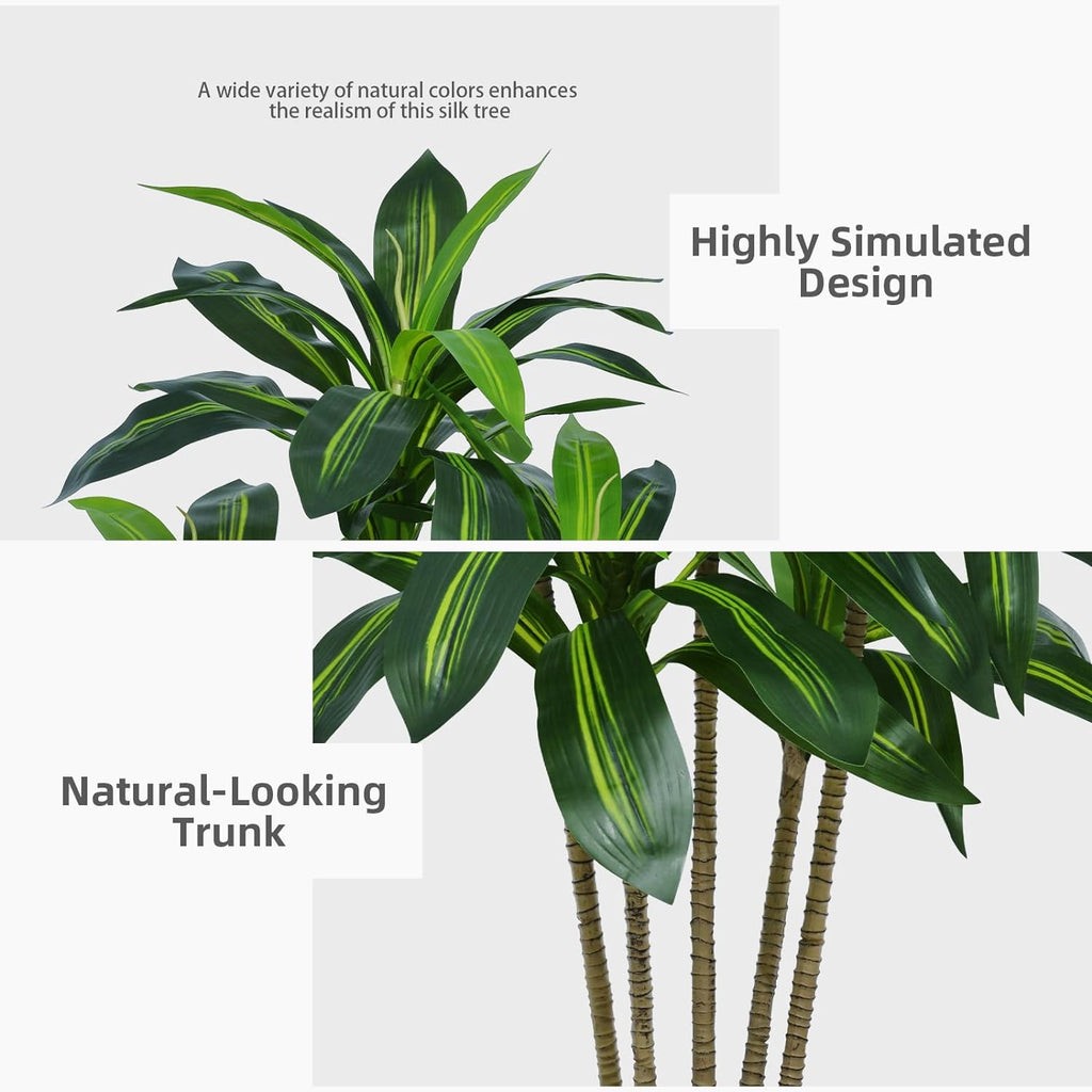ASTIDY Artificial Plant 6FT Dracaena Fake Tree with Gray Tall Planter