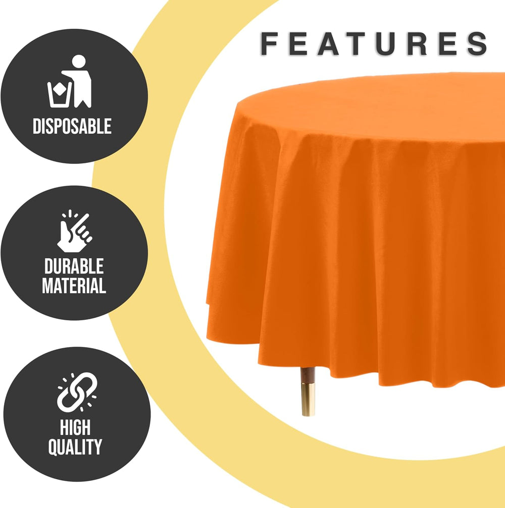 Exquisite 66% Thicker Orange Round Tablecloth 84" - 48 Pack