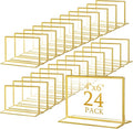 Hoteam 24 Pack 6 x 4 Clear Acrylic Sign Holder with Gold Borders, Gold Picture Frame, Double Sided Wedding Table Number, Acrylic Menu Stands for Wedding Table, Restaurant Sign, Photos Display