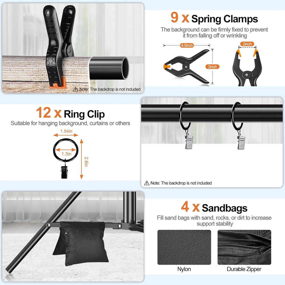 FUDESY Backdrop Stand Heavy Duty, 10x30ft Adjustable Photo Backdrop Stand