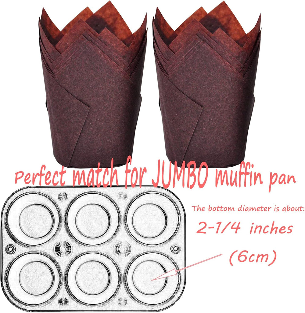 500 pcs Large size Brown Tulip Baking Cups 2-1/4"(Base diameter) x 4&quo...