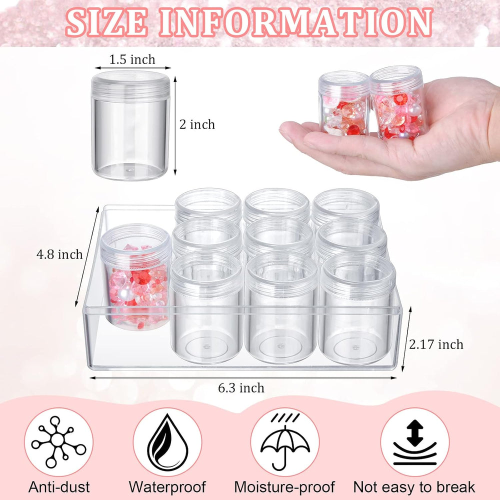 Xinnun 8 Pcs Bead Organizer Clear Diamond Art Storage with Lid, 12 Grids