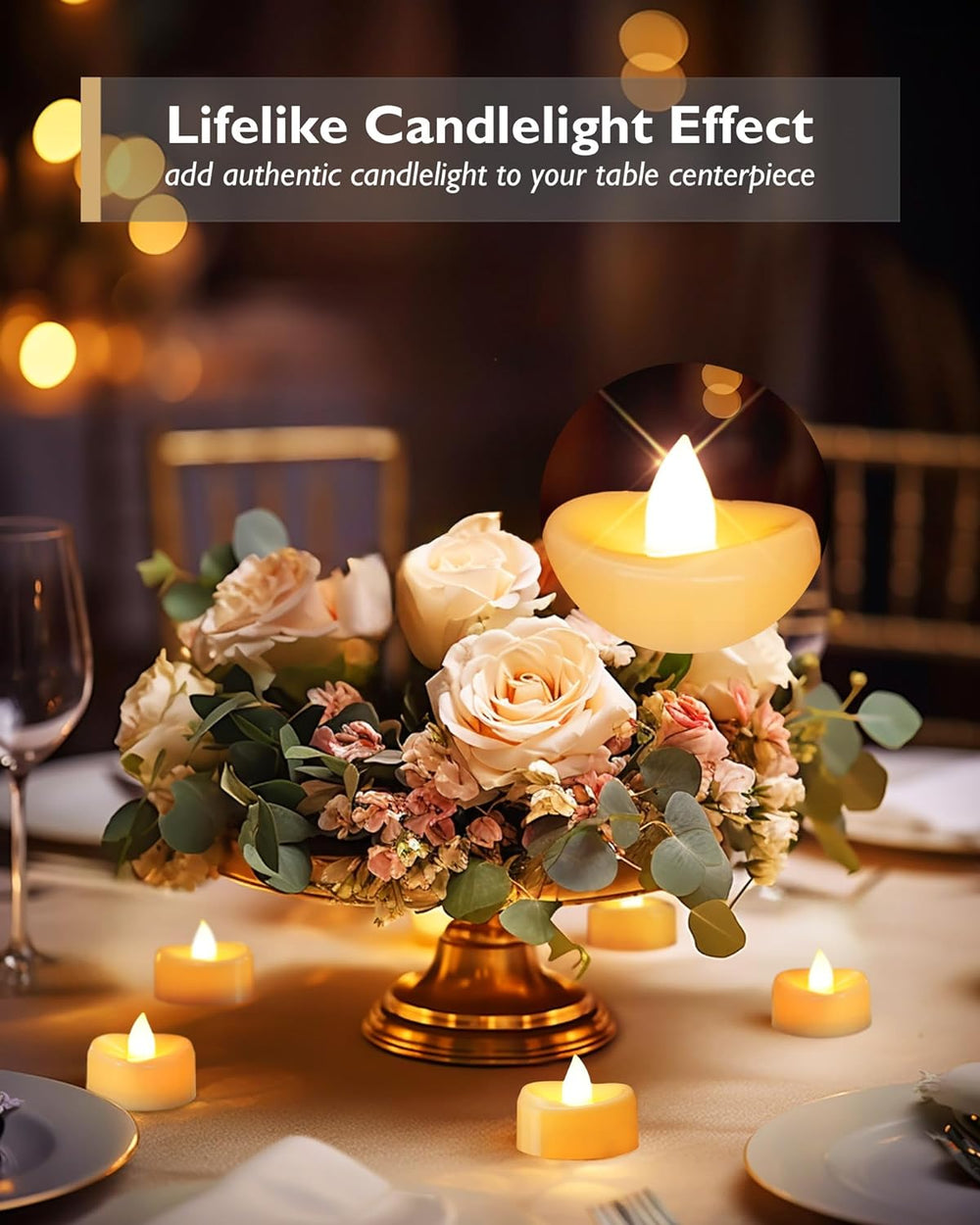 Flameless Candles, 100 Pack LED Tea Lights Candles Battery Operated, Last 200...