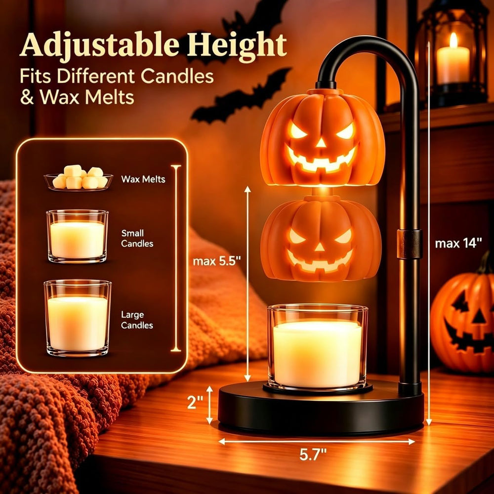 Pumpkin Halloween Candle Warmer Lamp,Spooky Gothic Home Decor with Timer &amp...