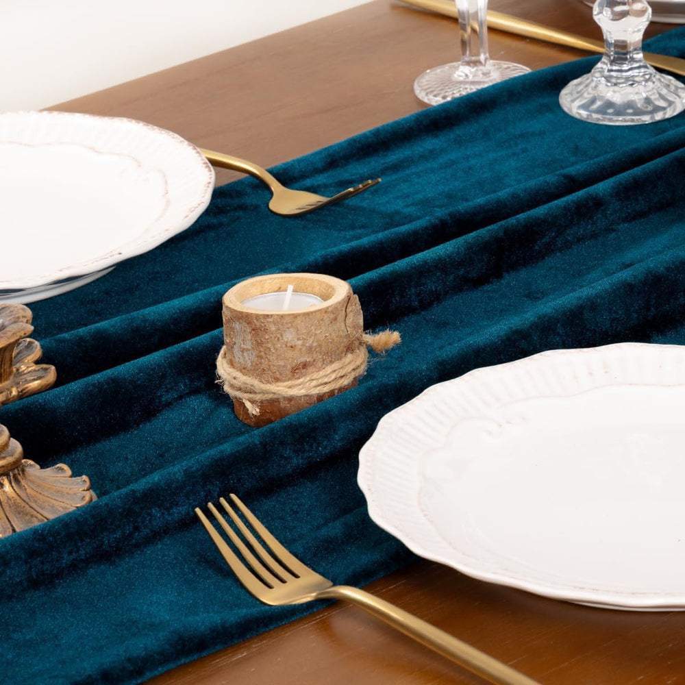 4Pack Peacock Velvet Table Runner Cloth Fall Luxurious Wedding Party Decor