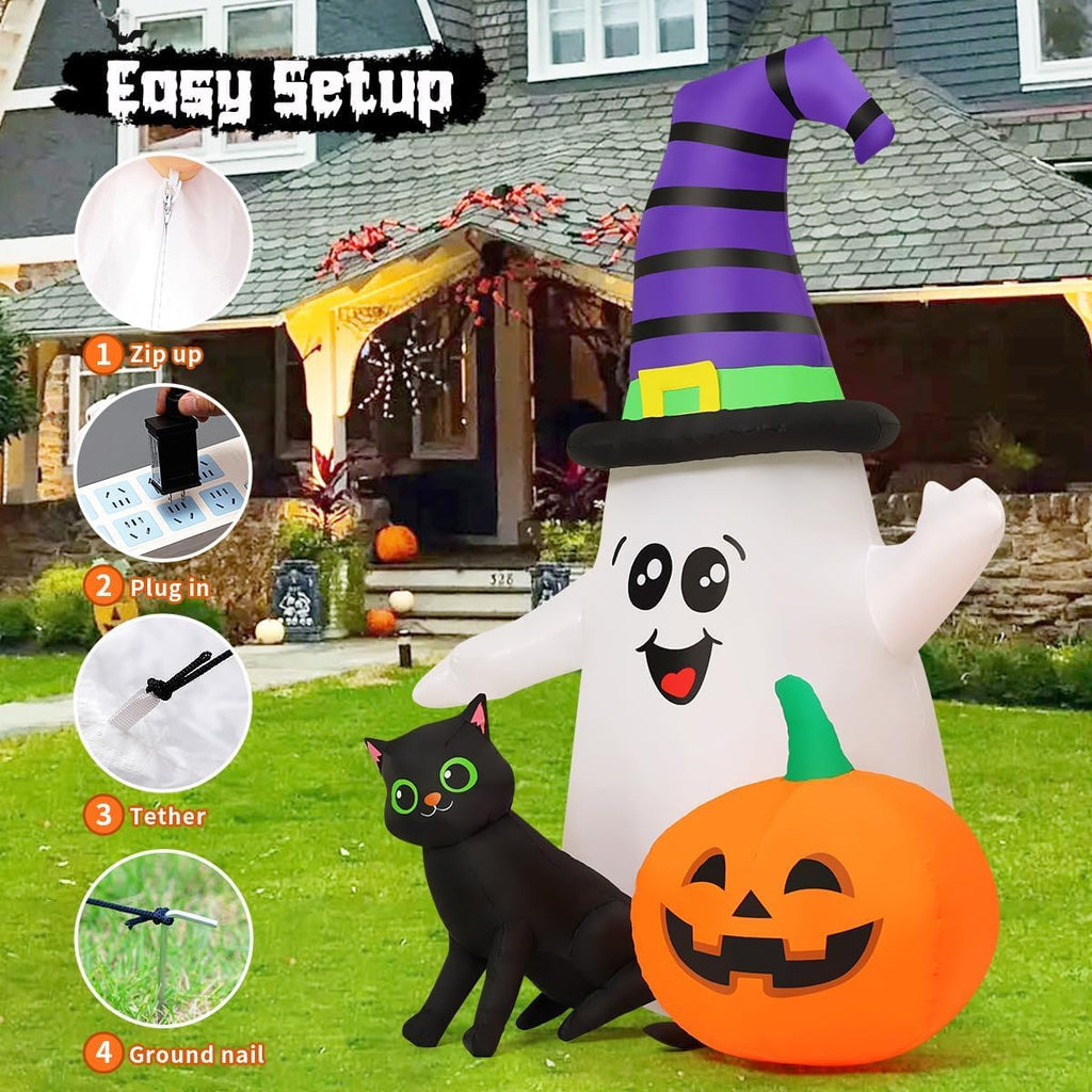 goosh 5ft inflatable halloween cute ghost with the shown in use