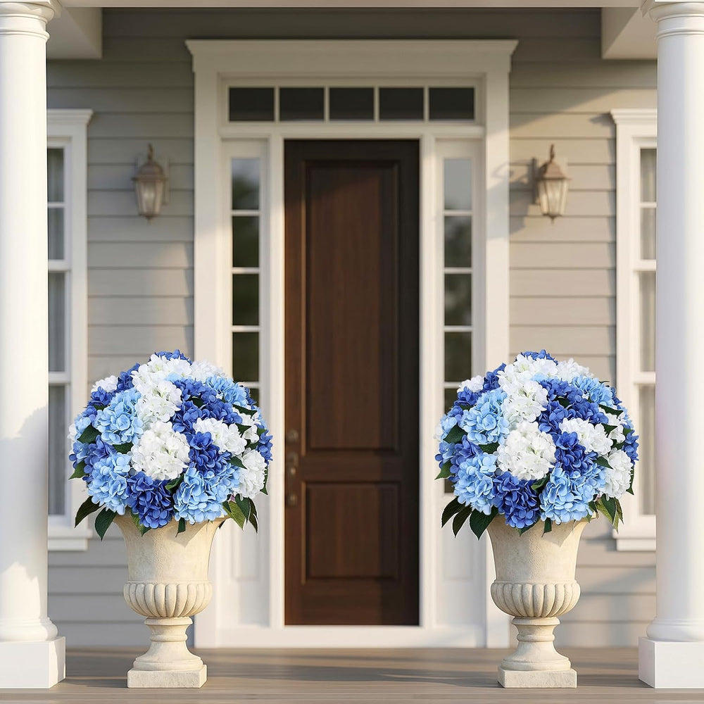 Set of 2 Faux Hydrangea Flowers Outdoor - Mixed Blue