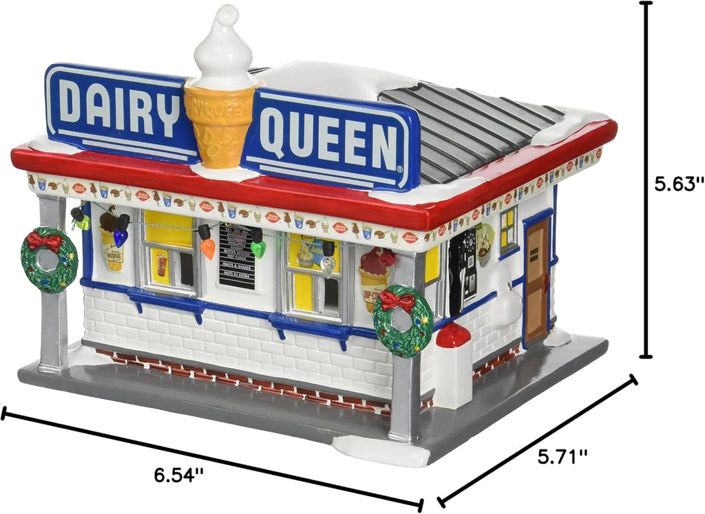Department 56 Original Snow Village Dairy Queen Ice Cream Shop Lit Building, 5.63 Inch, Multicolor