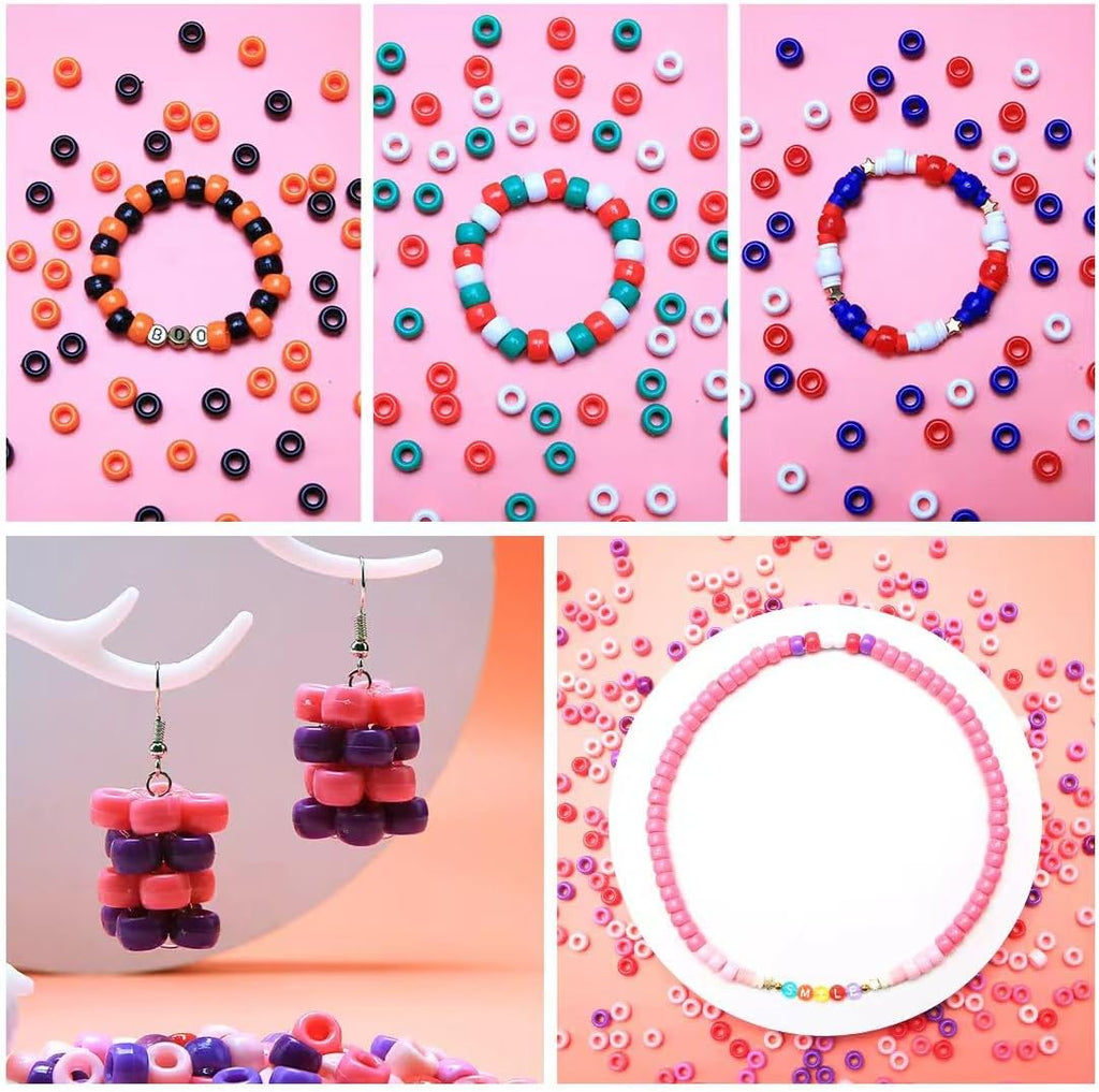 praisebank pony beads, 8000pcs 6x9mm, wholesale beads, bracelets showing dimensions