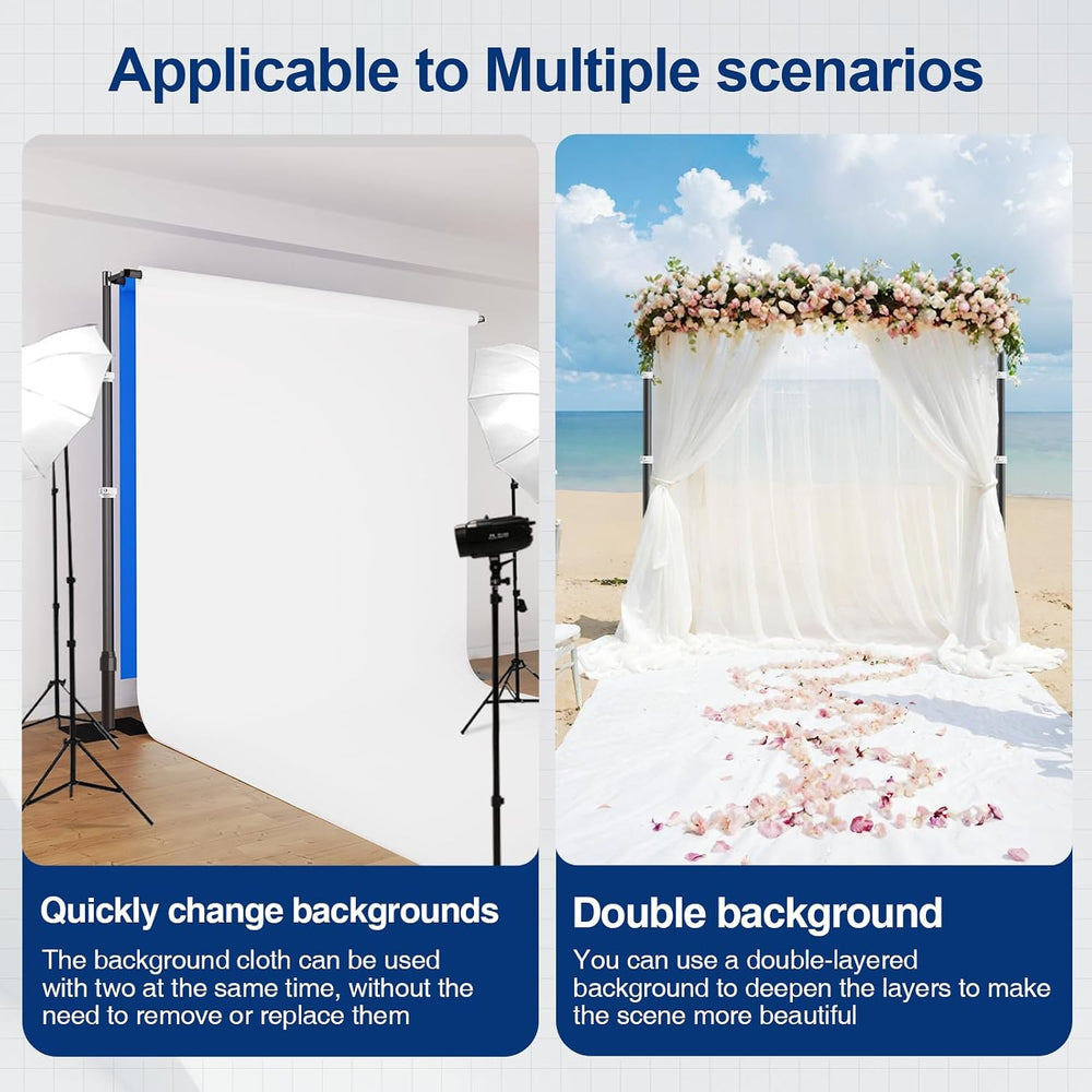 EMART Backdrop Stand Heavy Duty 8.9x10Ft Double Crossbar Pipe and Drape