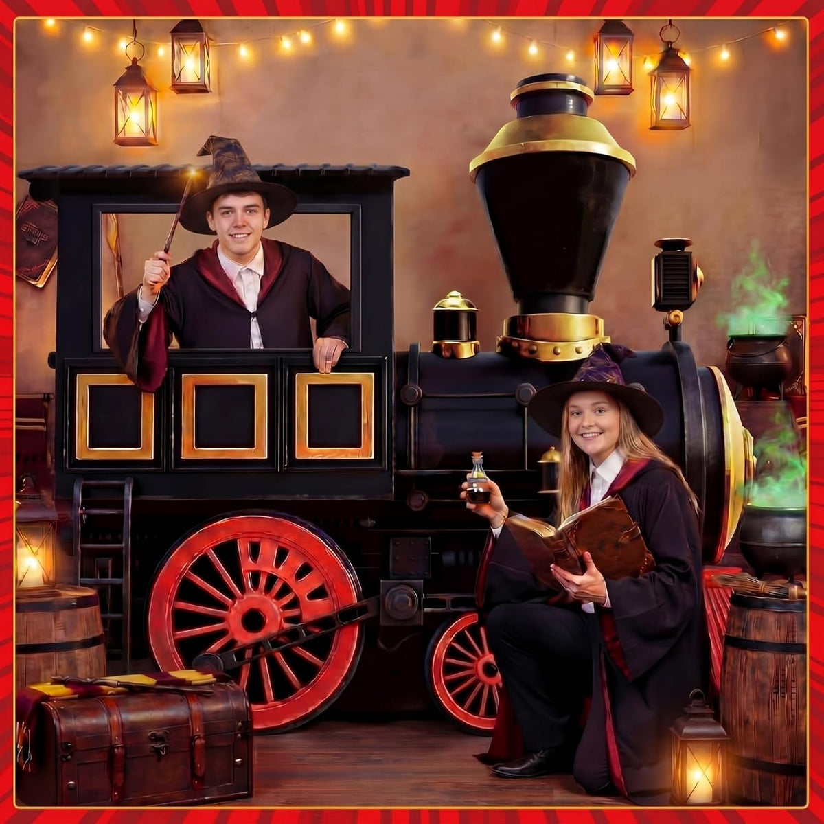 Capoda Life Size Cardboard Cutout Standee 43x59 in, Kt Foam Board Locomotive Photo Booth Prop, 2 Support Brackets and 2 Double-Sided Tape, Easy Assembly for Party Birthday Event Decor(Side of Train)