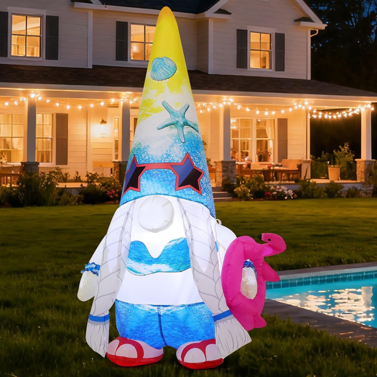 goosh 5 ft summer inflatables gnomes garden decor, side view