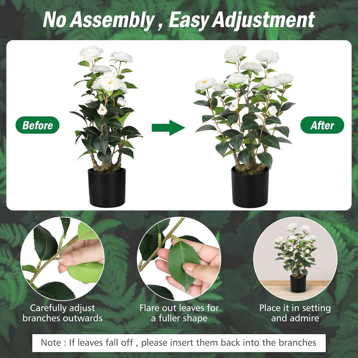 romantic season 2ft white artificial camellia tree 2pack, package contents