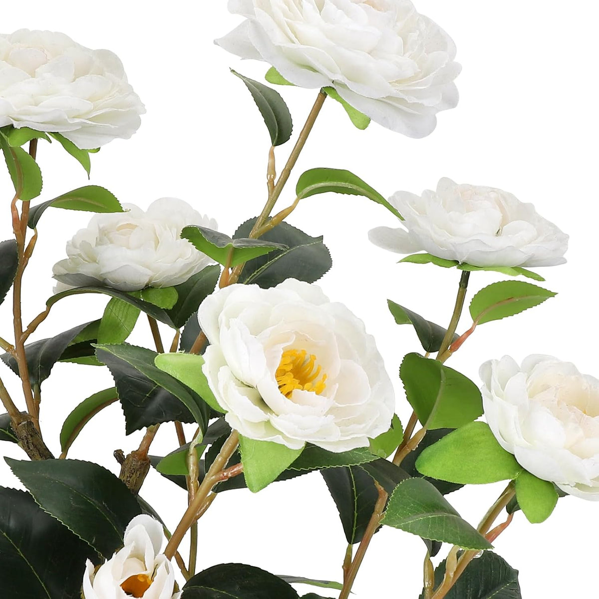 romantic season 2ft white artificial camellia tree 2pack shown in use
